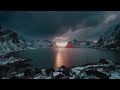 Snowfall in The Lofoten Islands, Norway, Nature Sounds for Sleep, Hamnøy and Reine | 4K